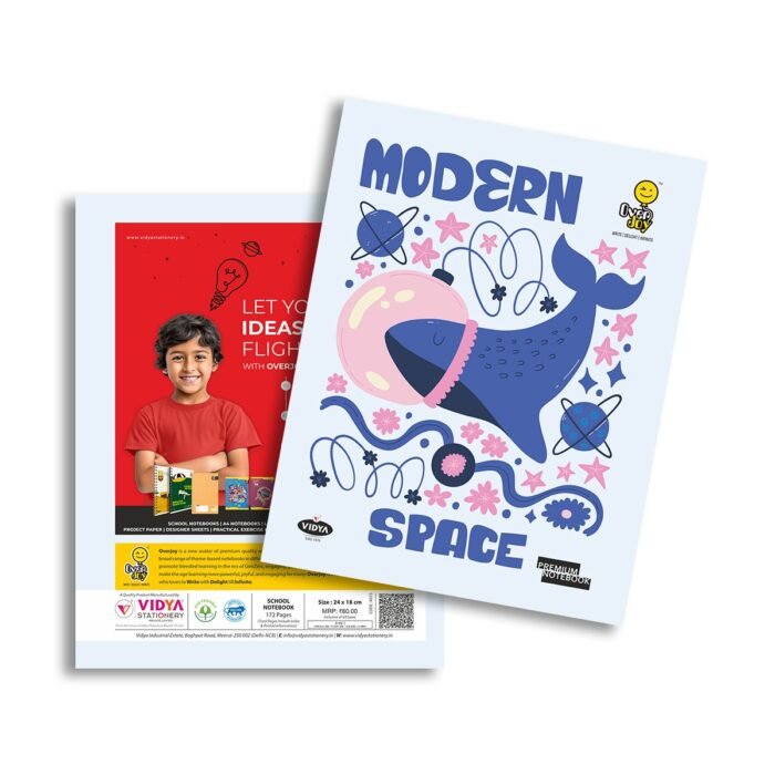 Overjoy Premium School Notebook Modern Space 3-In-1(Single Line/Four Line/Square-12MM) - Image 1