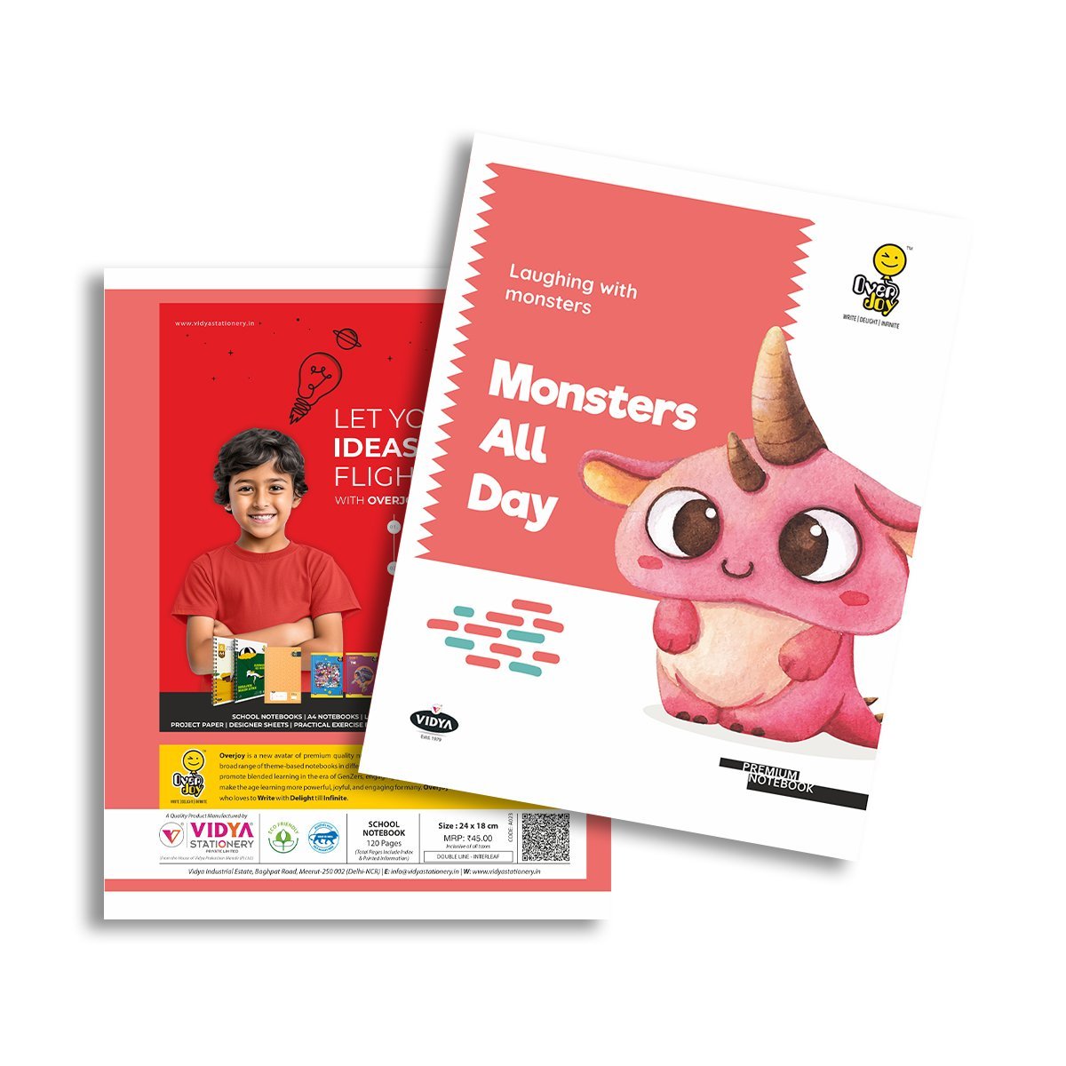 11-2.jpg Overjoy Premium School Notebook Laughing With Monsters Double Line-Interleaf - Image 1