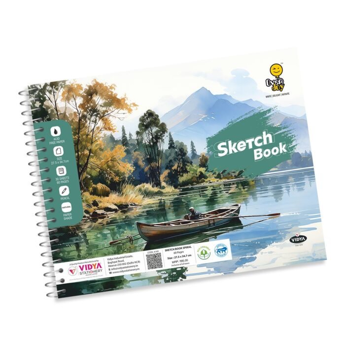 Overjoy Premium Spiral Sketch Boat On the Riverside (27.5*34.7)cm - Image 1