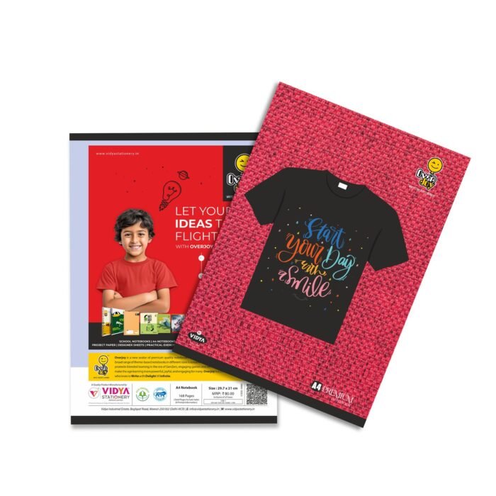 Overjoy Premium Notebook Start your day with smile 3-In-1 (Five Line/Four Line/Square-12MM) - Image 1