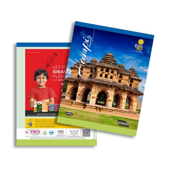 Overjoy Premium Notebook Hampi-Karnataka 3-IN-1 (Five Line - Four Line - Square-12mm) - Image 1