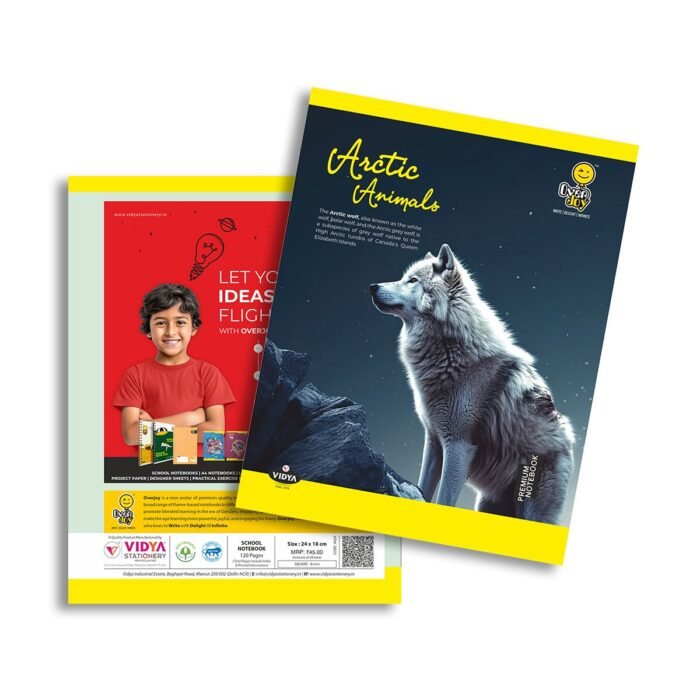 Overjoy Premium School Notebook Arctic Wolf Square-8MM - Image 1