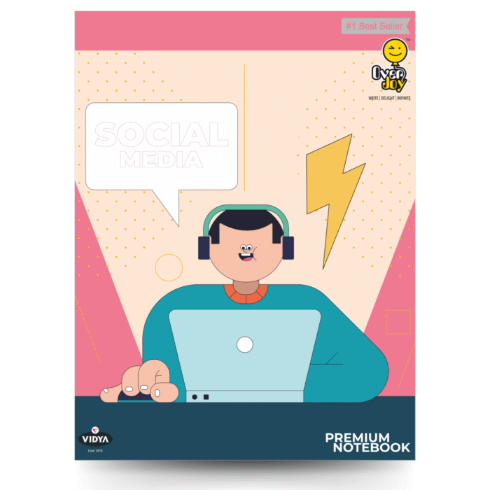 OverJoy Premium Notebook – Social Media Theme | 172 Pages | Single Line | Eco-Friendly - Image 1