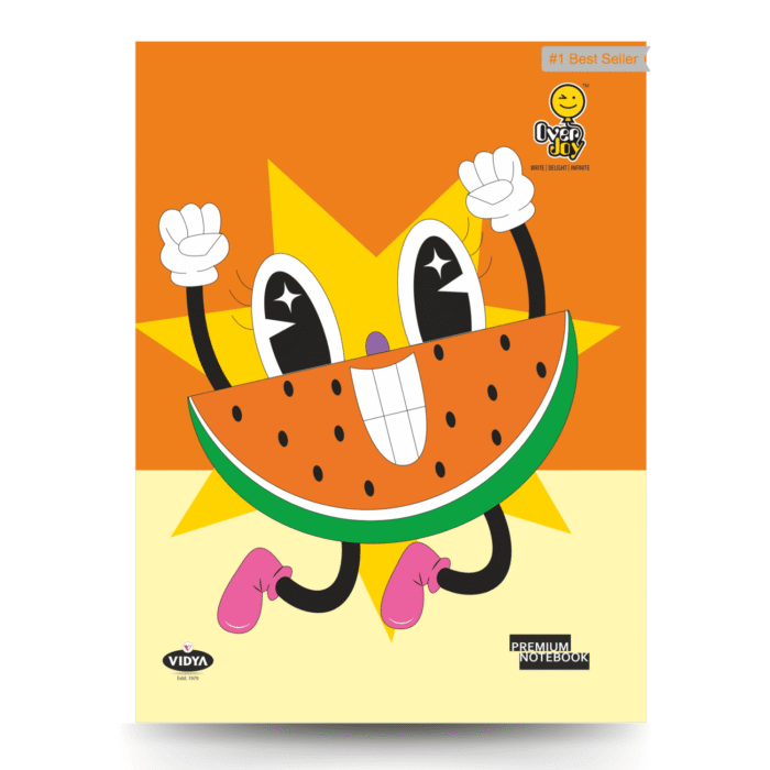 Overjoy Premium Notebook – Watermelon Cartoon Theme | Four-Line Interleaf | 120 Pages | Eco-Friendly | 24x18 cm - Image 1